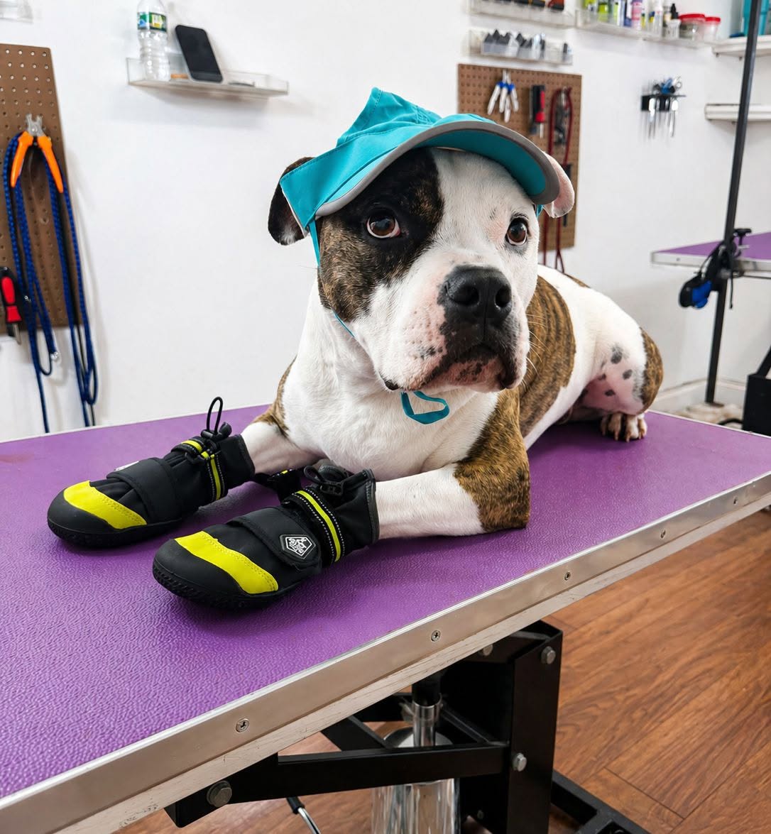Pet with a beautifully styled coat at Amelia's Muttley Crew